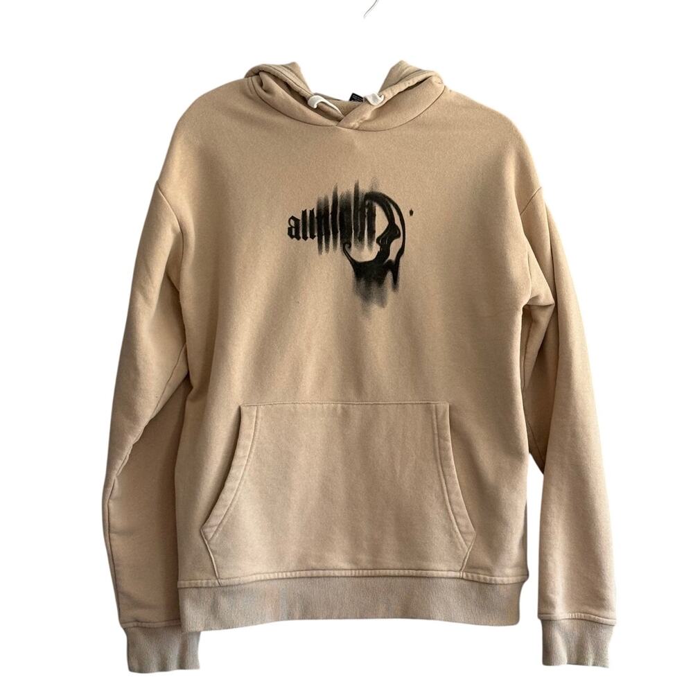 Skull Hoodie Sweatshirt Alt Gothic Grunge Men's Large Tan Forever 21 Streetwear